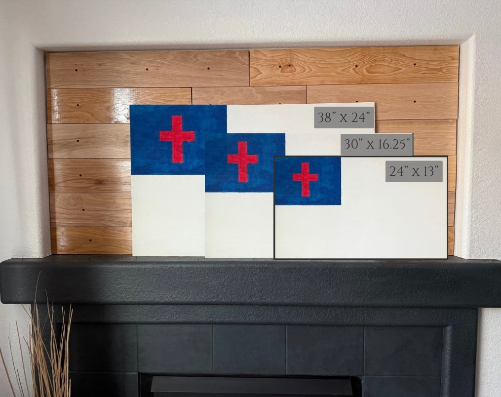 Painted wood Christian Flag