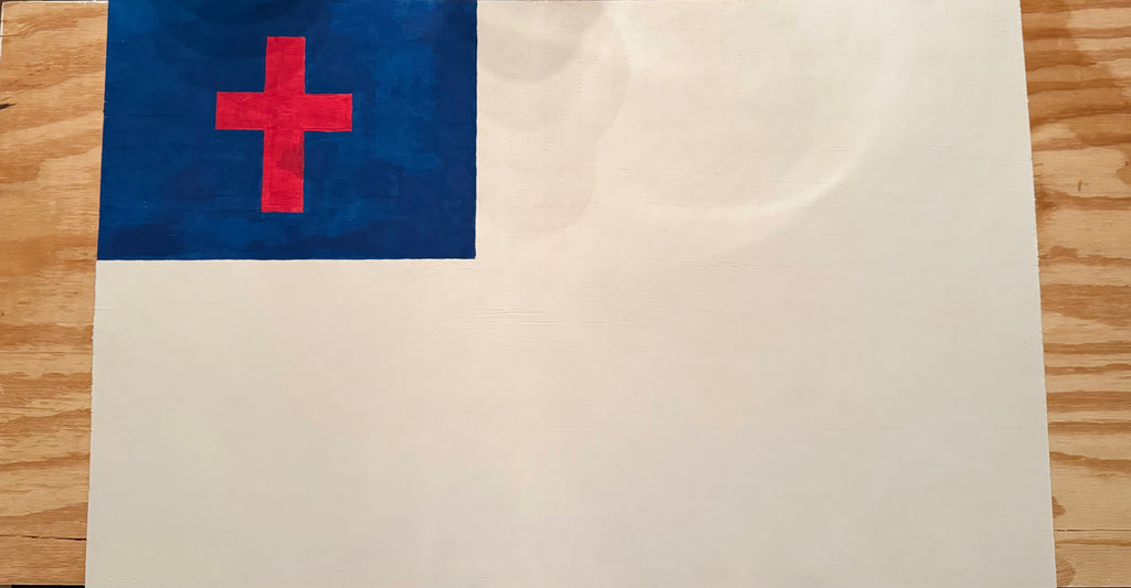 Painted wood Christian Flag